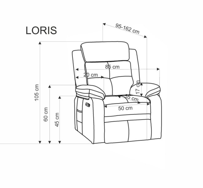 Relaxační křeslo LORIS s elektrickým polohováním — látka, béžová