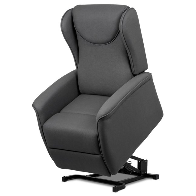 Relaxační křeslo ušák TELMAR s elektrickým polohováním — 2 motory, látka, šedá