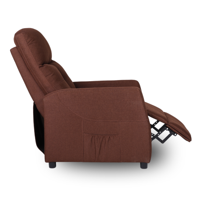 Relaxační polohovací TV křeslo MODO — látka, hnědá, nosnost 130 kg