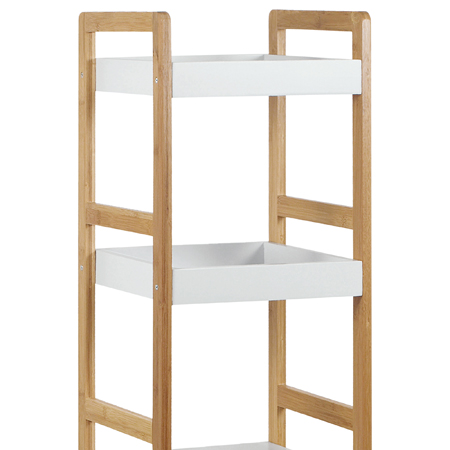Regál JUSTIN — bambus, MDF, přírodní / bílá