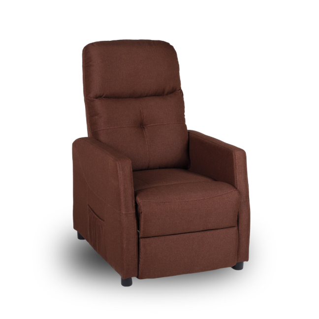 Relaxační polohovací TV křeslo MODO — látka, hnědá, nosnost 130 kg