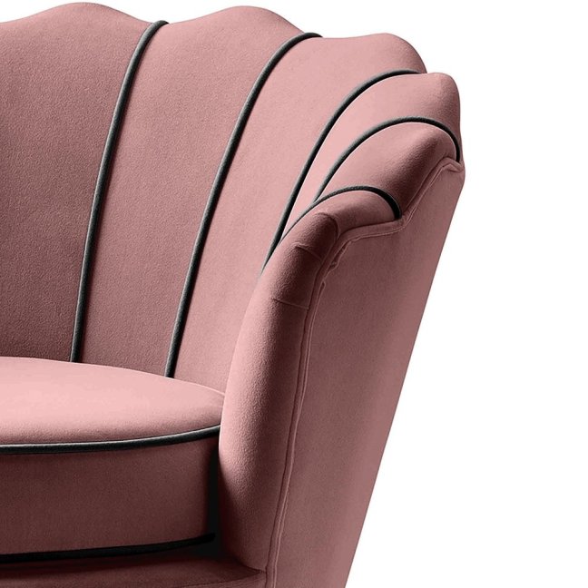 Designové křeslo ANGELO — kov, látka, růžová