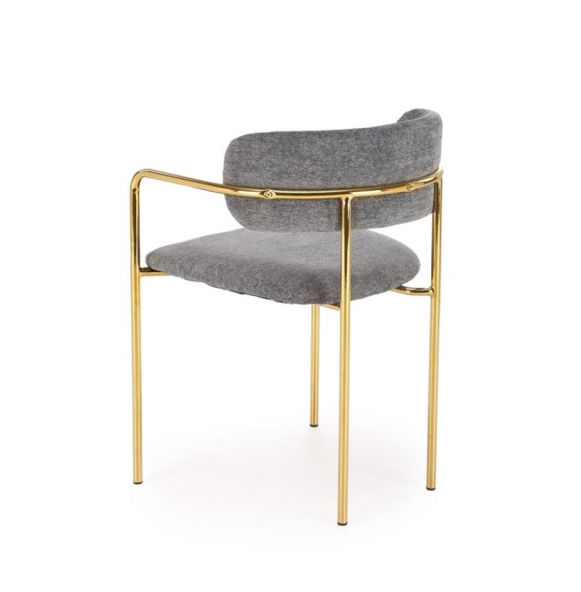 Jídelní křeslo LADONE — kov, látka, zlatá / šedá