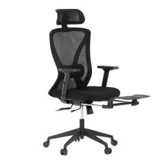 Kancelářská ergonomická židle ZANE s podnožkou — síť / látka, černá
