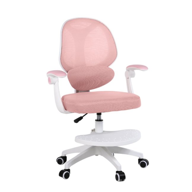 Dětská otočná židle Neoseat JUNI 009 s podnoží — látka, růžová