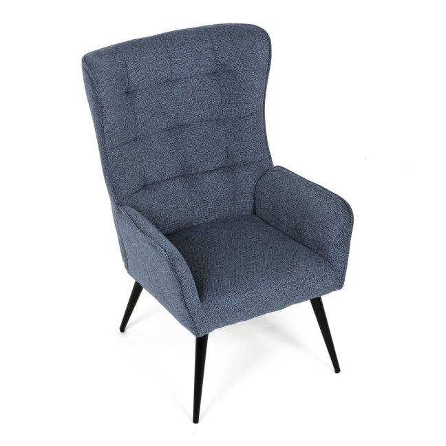 Relaxační křeslo ušák LOYD — látka, černá / modrá