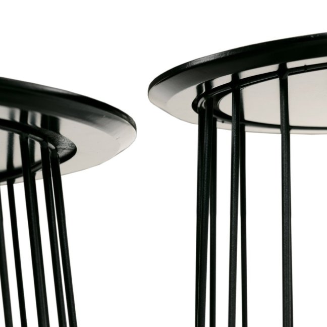 Set 2 konferenčních stolků MOZART — kov, MDF, dekor staré dřevo