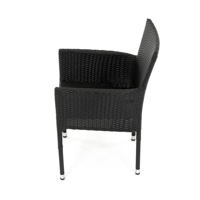 Zahradní křeslo BRIGITA — kov, umělý ratan, černá