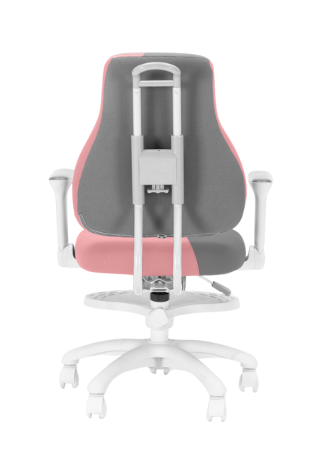 Dětská rostoucí židle Neoseat KINDER WHITE PLUS — látka, šedá / světle růžová