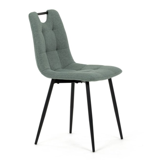 Jídelní židle KLAUDIUS — kov, látka, černá / zelená, nosnost 150 kg