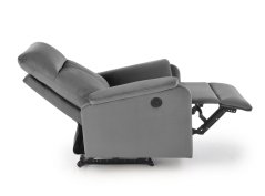 Relaxační křeslo KROKUS s elektrickým polohováním — samet, šedá