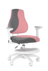 Dětská rostoucí židle Neoseat KINDER WHITE PLUS — látka, šedá / světle růžová