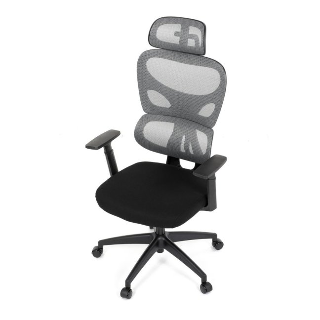 Kancelářská ergonomická židle GRANT — síť, látka, černá / šedá