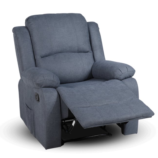 Relaxační polohovací TV křeslo DUVAL — látka, šedá, nosnost 130 kg