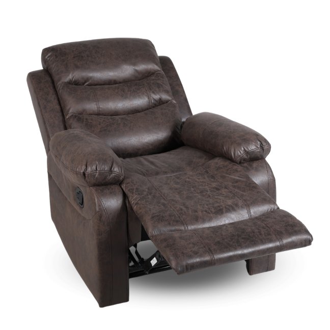 Relaxační polohovací TV křeslo HAVEN — látka, hnědá, nosnost 130 kg