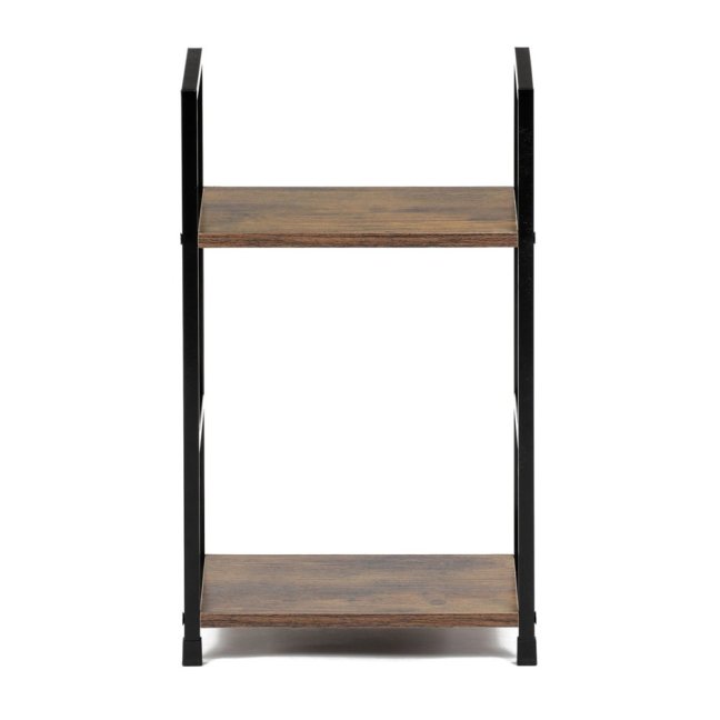 Regál TIREK — kov, MDF, černá / dekor starého dřeva