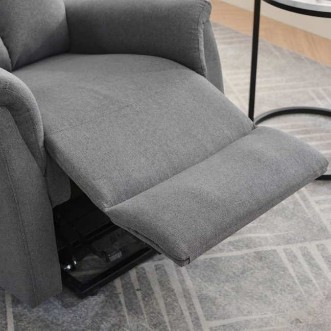 TV křeslo DAMIAN s elektrickým polohováním, masáží a vyhříváním — látka, šedá