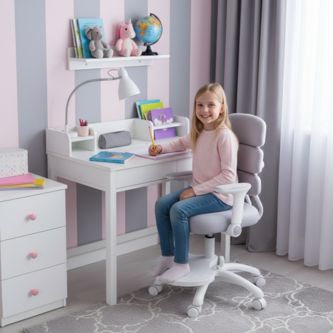 Dětská rostoucí židle Neoseat KIDDY THREE — látka, šedá