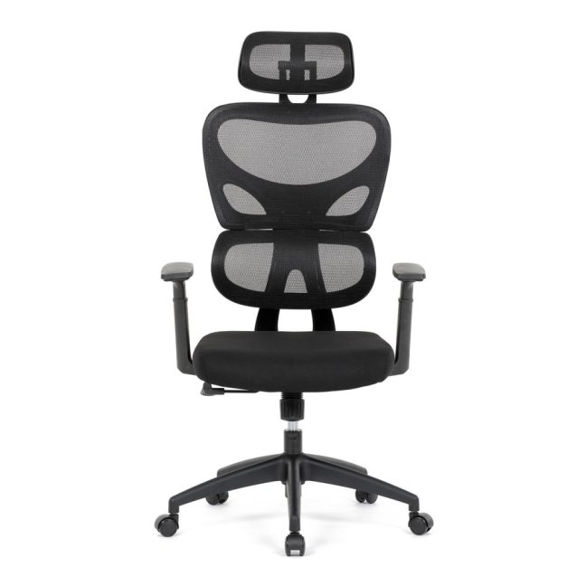 Kancelářská ergonomická židle GRANT — síť, látka, černá