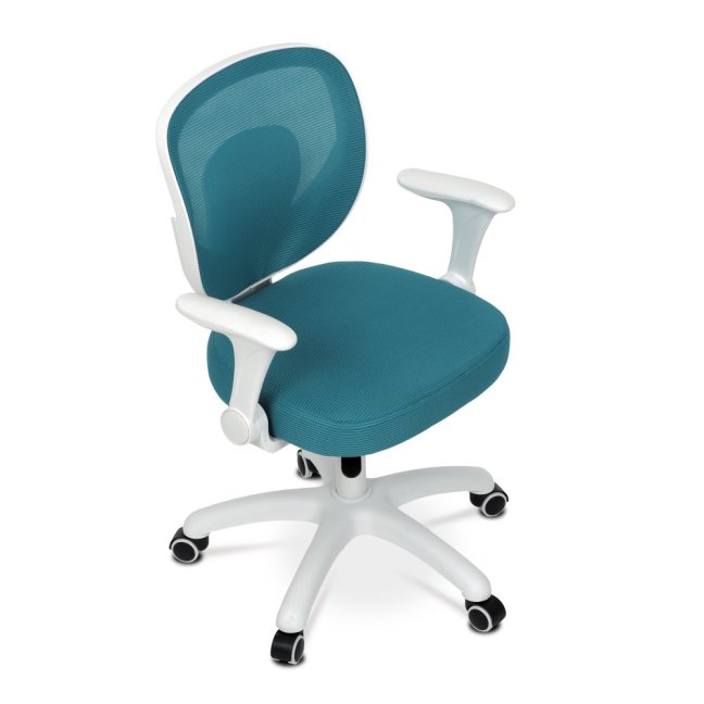 Dětská pracovní židle DINO — síť / látka, tyrkysová