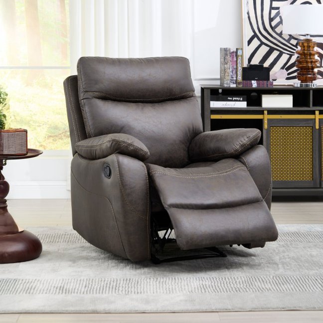 Relaxační polohovací TV křeslo NORBERT — látka, tmavě hnědá, nosnost 150 kg