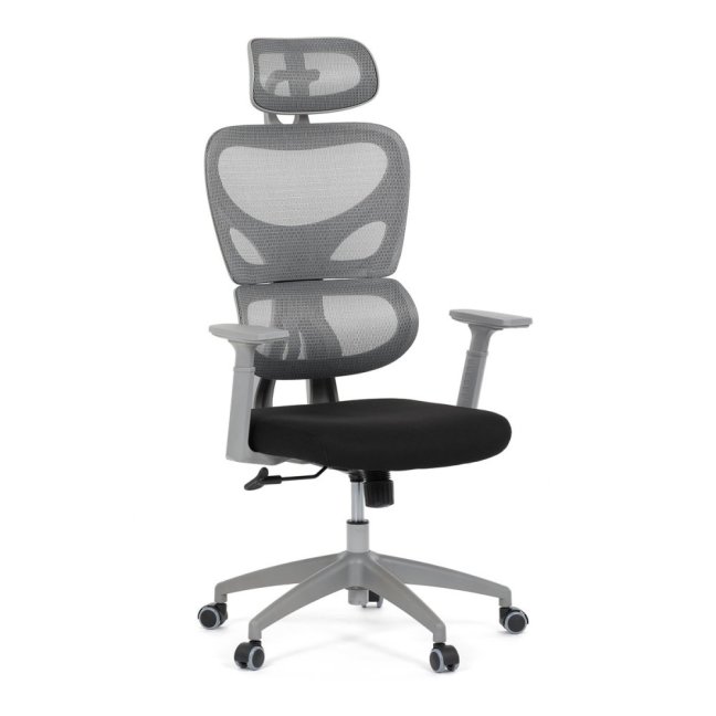 Kancelářská ergonomická židle GRANT II — síť, látka, šedá