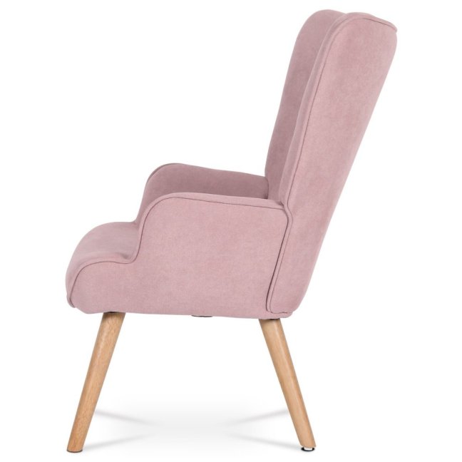 Relaxační křeslo ušák BETTY — masiv, látka, růžová