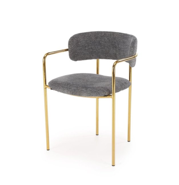 Jídelní křeslo LADONE — kov, látka, zlatá / šedá