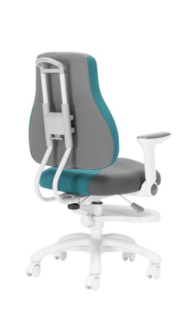 Dětská rostoucí židle Neoseat KINDER WHITE PLUS — látka, šedá / tyrkysová
