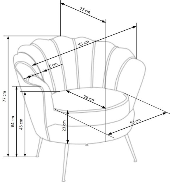 Designové křeslo AMORINITO — kov, látka, zlatá / zelená
