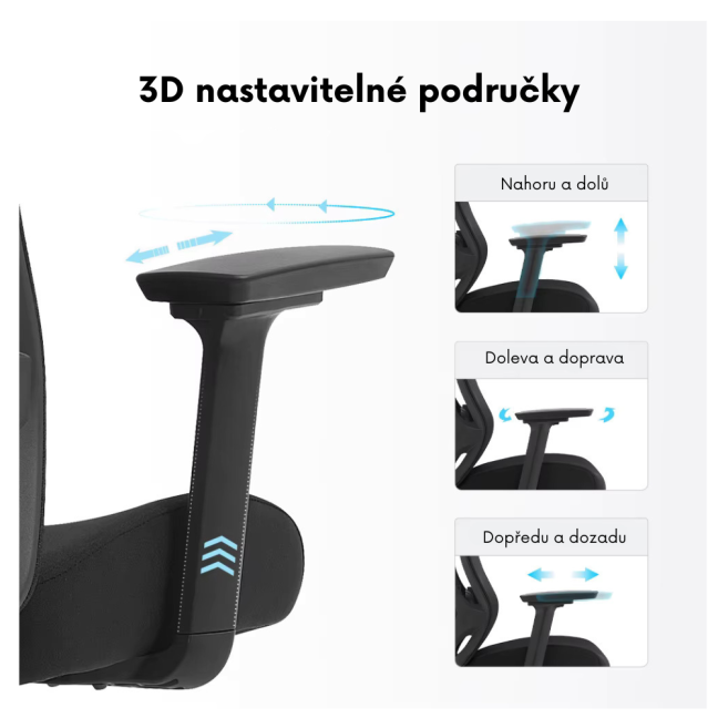 Kancelářská ergonomická židle Neoseat TIYA — černá, nosnost 150 kg