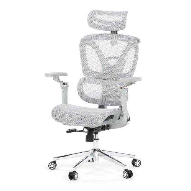 Kancelářská ergonomická židle PORTE — síťovina, šedá