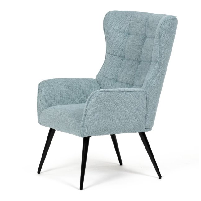 Relaxační křeslo ušák LOYD — látka, černá / mentolová