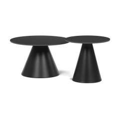 Set 2 konferenčních stolků NOEL II — kov, keramika, dekor mramor / černá