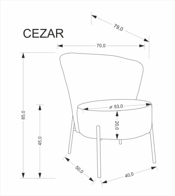 Designové křeslo CEZAR — masiv, látka, béžová