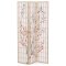 3dílný paravan SAKURA — dřevo, netkaná textilie, přírodní / bílá