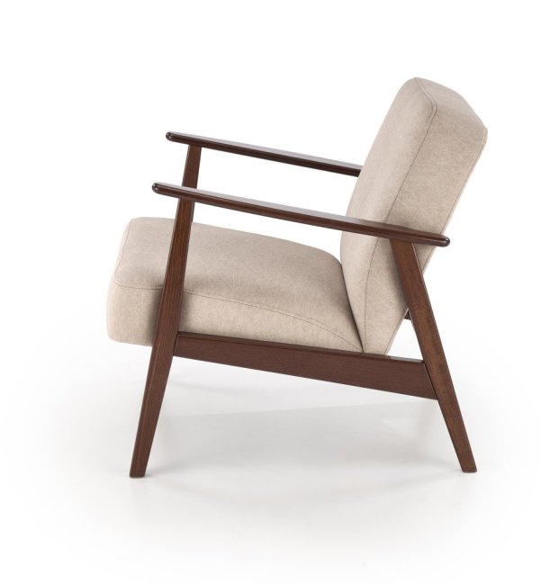Křeslo MILANO — masiv, látka, ořech / béžová
