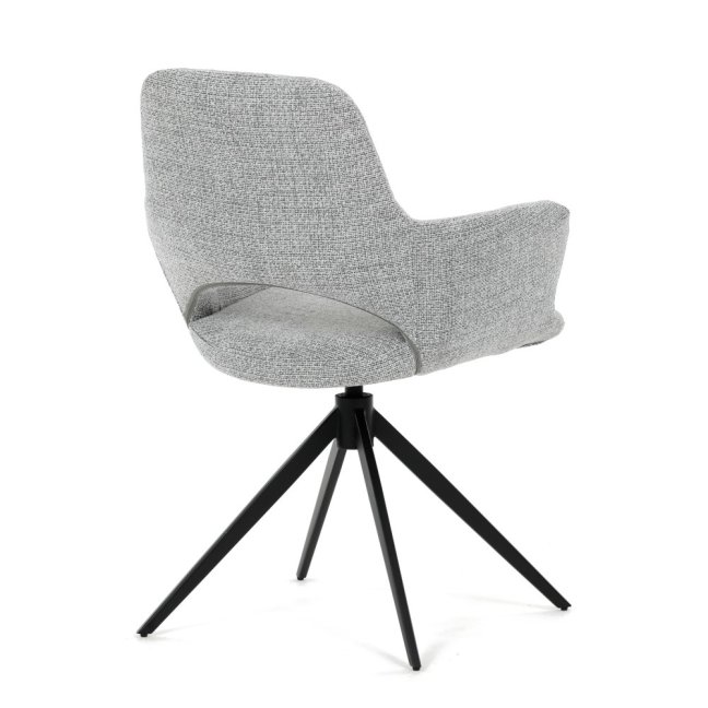 Jídelní otočné křeslo AMOS — kov, látka, šedá