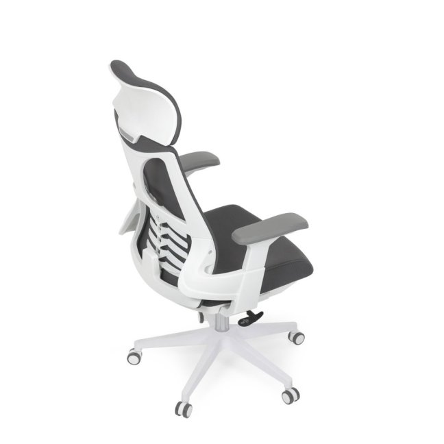 Kancelářská otočná židle TONKA — síť, bílá / šedá