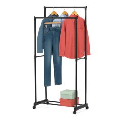 Stojanový věšák TRIS III s kolečky — kov, černá