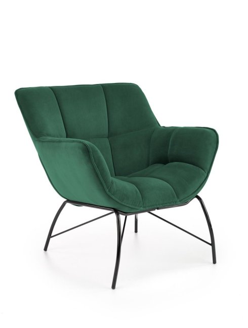 Designové křeslo BELTON — kov, látka, zelená