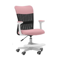 Dětská židle Neoseat MONKEY WHITE s podnoží — látka, bílá / světle růžová