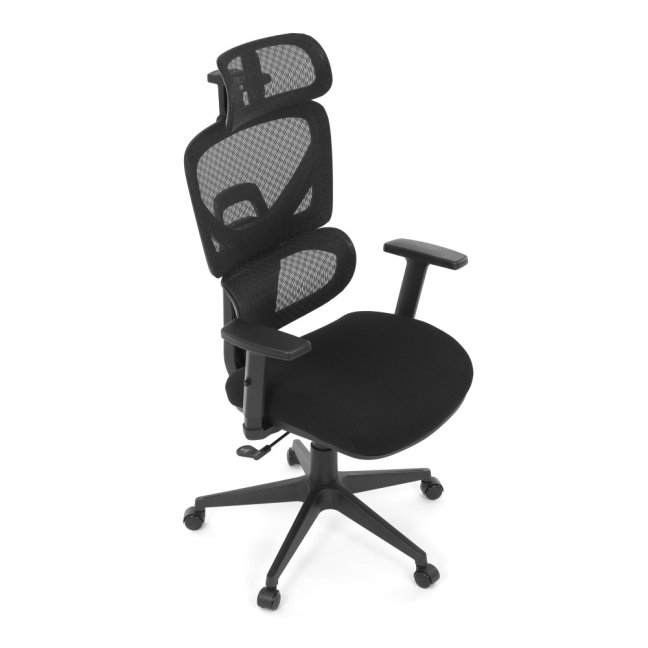 Kancelářská ergonomická židle TRAGEL — síť / látka, černá
