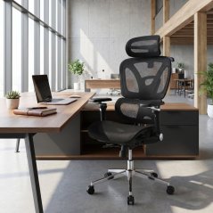 Kancelářská ergonomická židle PORTE — síťovina, černá