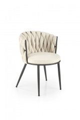 Designové jídelní křeslo MANDY — kov, látka, černá / béžová