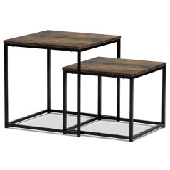 Set 2 konferenčních stolků RAIMUND — kov, MDF, černá / dekor staré dřevo