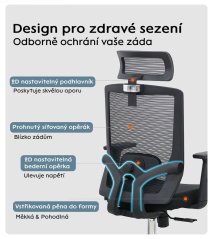 Kancelářská ergonomická židle Neoseat BRENDA — černá, nosnost 150 kg