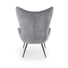 Designové křeslo ušák JUKON — kov, látka, šedá