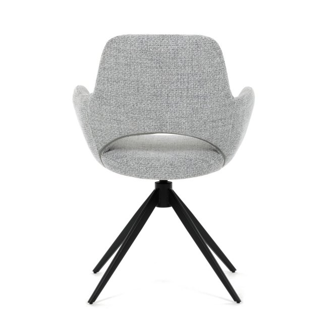 Jídelní otočné křeslo AMOS — kov, látka, šedá