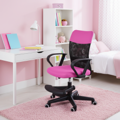 Dětská židle Neoseat MONKEY s podnoží — látka, černá / růžová